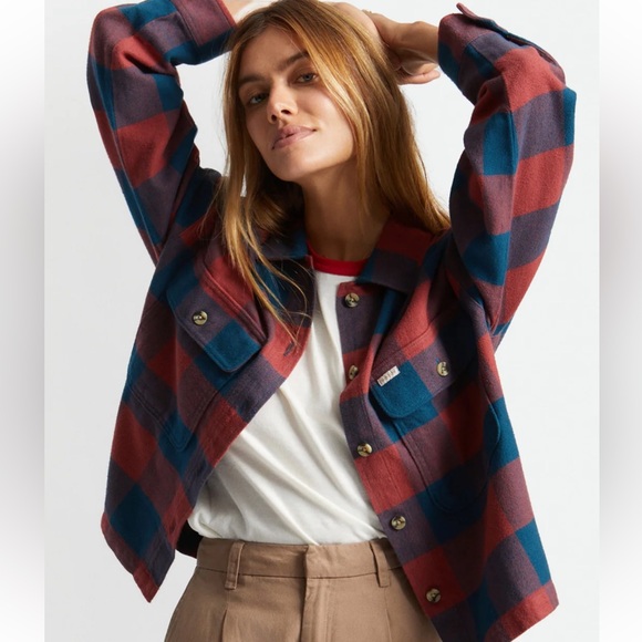 Brixton Woman's Bowery Cropped Flannel Shirt Sz S - Picture 3 of 5